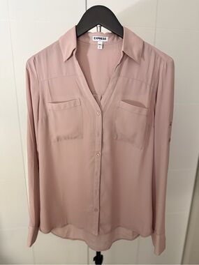 Express Light Blush Pink Button-Down Shirt
